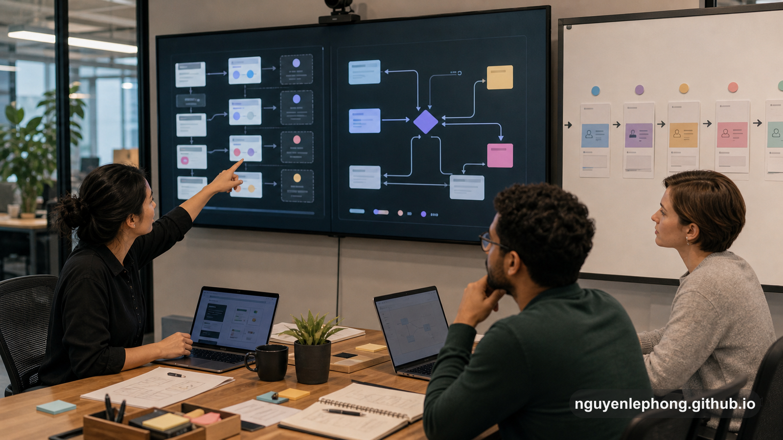 Một nhóm nhỏ làm product cùng map state của interface và các bước trong workflow để mỗi control đều chỉ rõ tác động của nó.