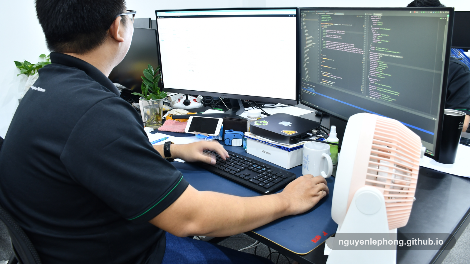 Nguyen Le Phong works quietly at a dual-monitor desk moments before an ordinary release turns into a production incident.