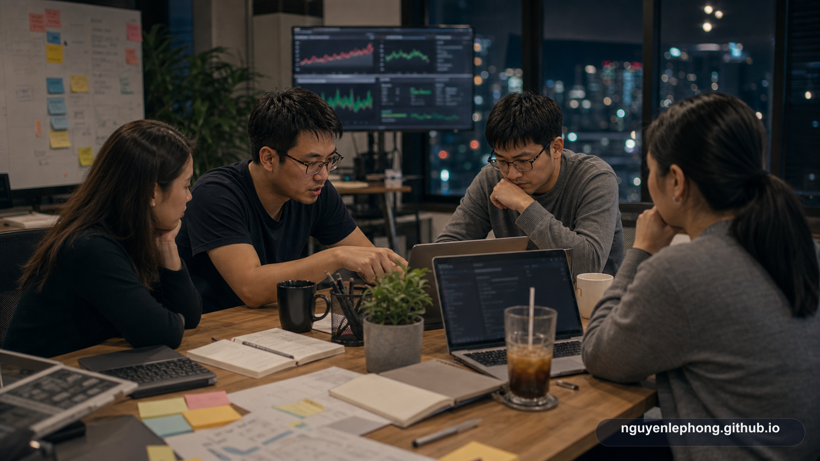 A late-night engineering room turns toward one strong problem-solver as the team works through a high-pressure incident together.