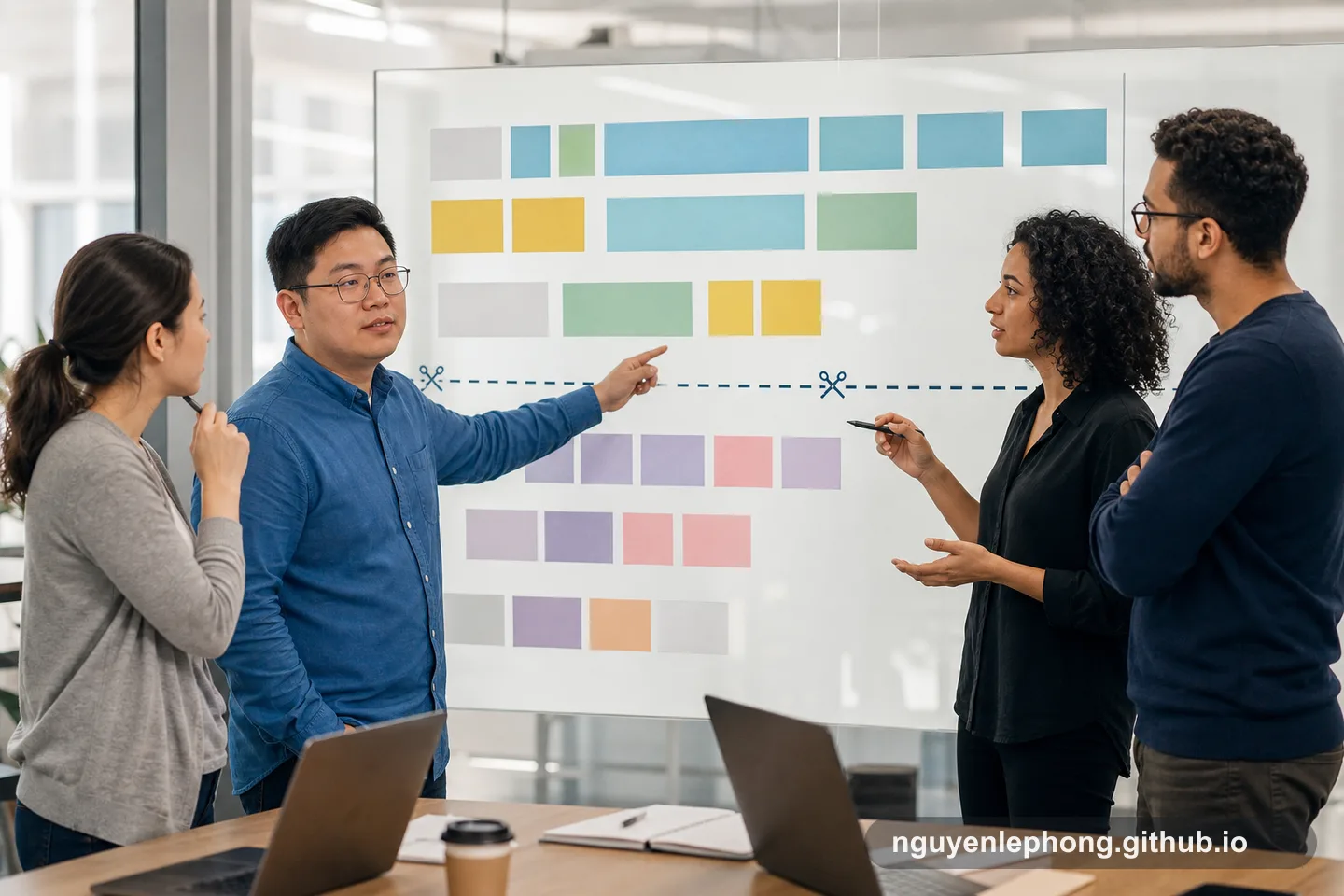 Một team release planning xem một cut line rõ ràng trên planning board để tách scope lõi khỏi phần công việc tùy chọn.