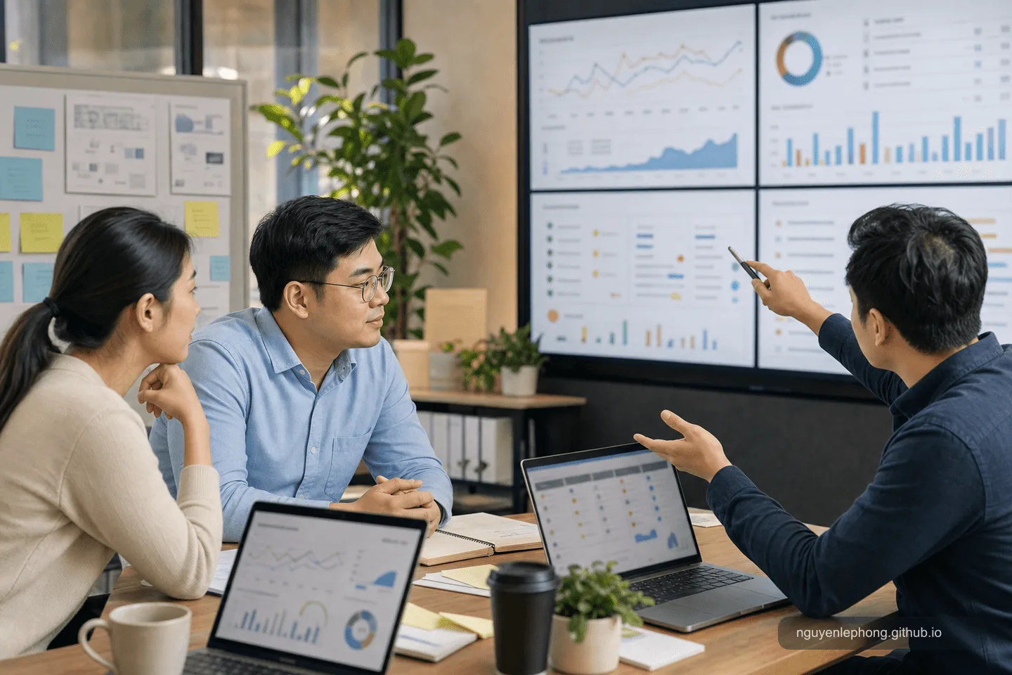A team studies blurred production dashboards and feedback signals to improve an AI feature after launch.