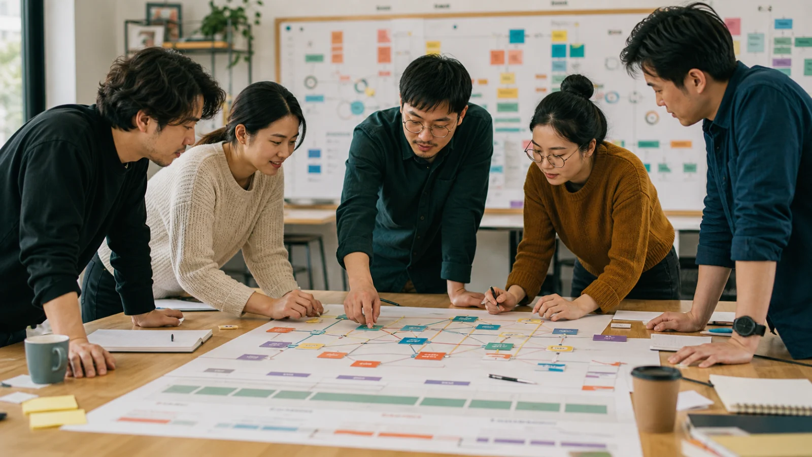 A cross-functional team maps dependencies together so blockers become visible without blame.