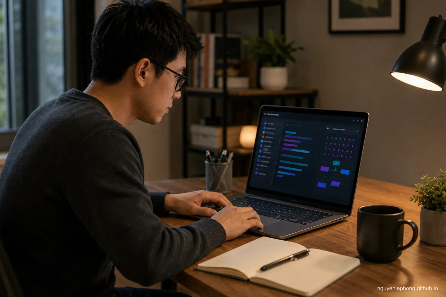 A learner works steadily on a small software exercise, building confidence through repeated practice instead of dramatic breakthroughs.
