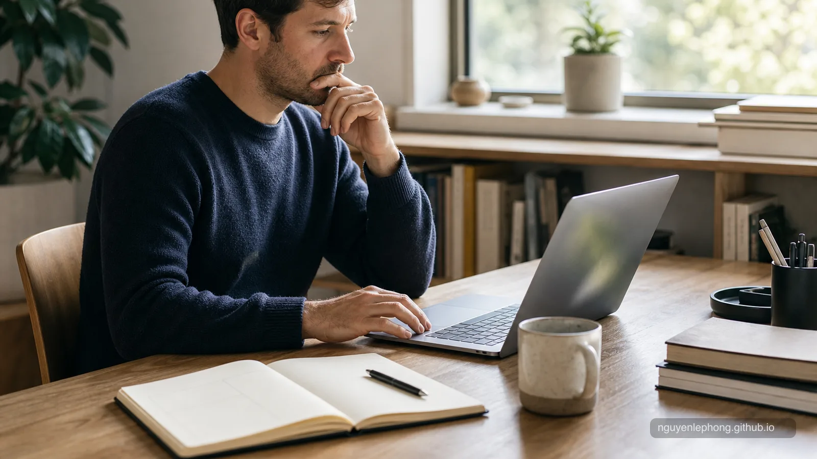 Một developer dừng lại khi review code, mở ghi chú để kiểm tra lại kết luận quá nhanh.